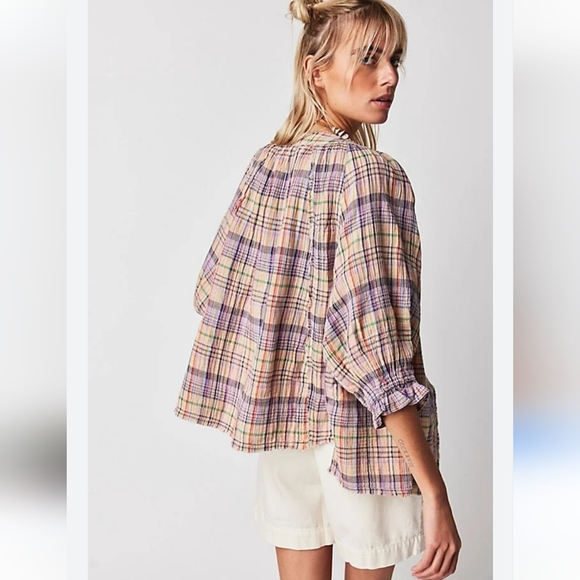 NWOT The FreeLucy Swing Plaid Top - Picture 2 of 9